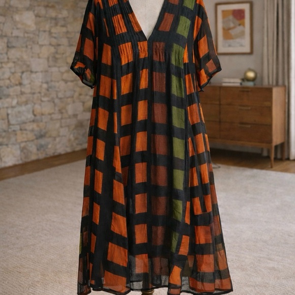 Dolma Anthropologie Colorful Geometric Patterned Cotton Skye Dress - Picture 14 of 14